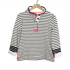 Joules Striped 1/4 Button Pullover Sweatshirt in Blue/White 12